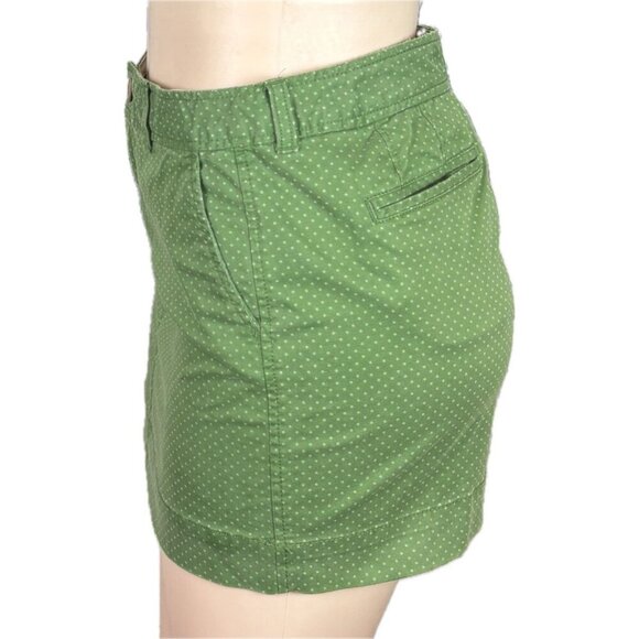 Old Navy 2 Green Micro Polka-Dot Button Zip Front Pockets Cotton Mini Skirt - Picture 5 of 6
